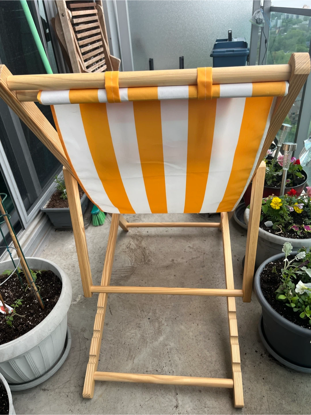 Pure Leaf Deck Chair Pair with Pillow - Orange & White Stripes - photo 2