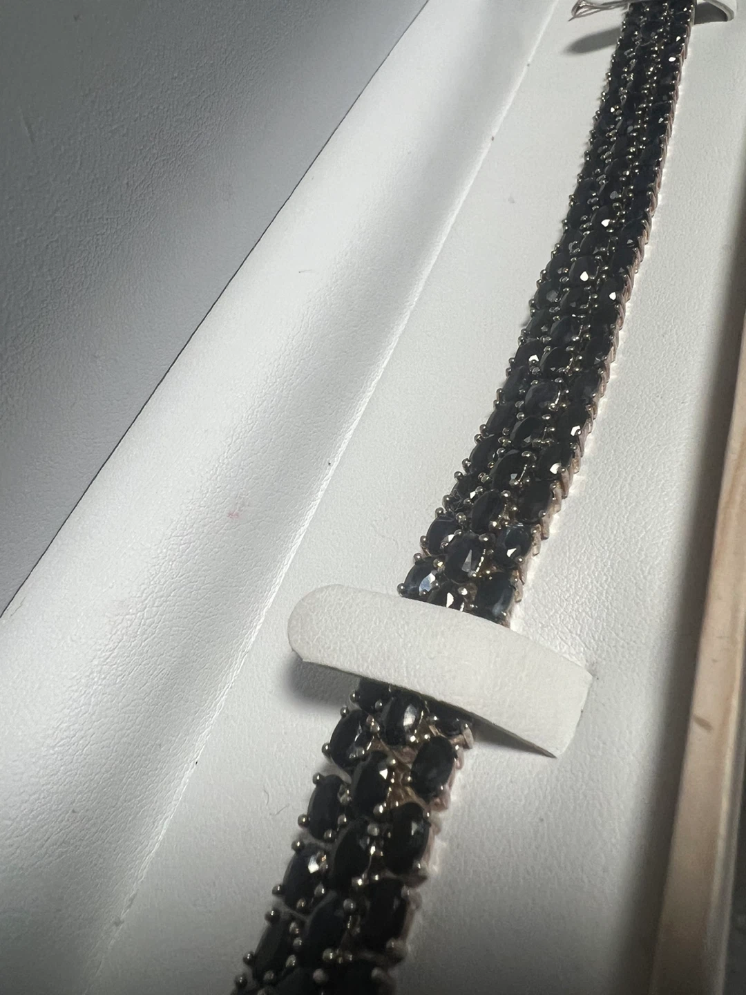 925  Blue Sapphire Triple Row Bracelet in Sterling Silver - 7.5" - photo 2