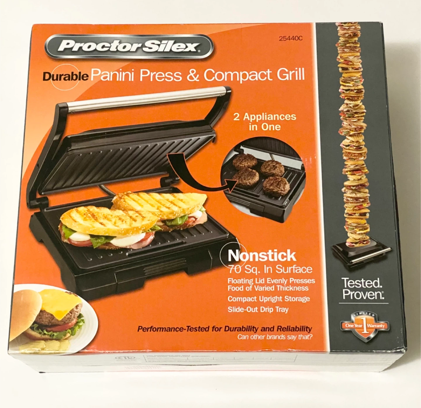 Proctor Silex Durable Panini Press & Compact Grill