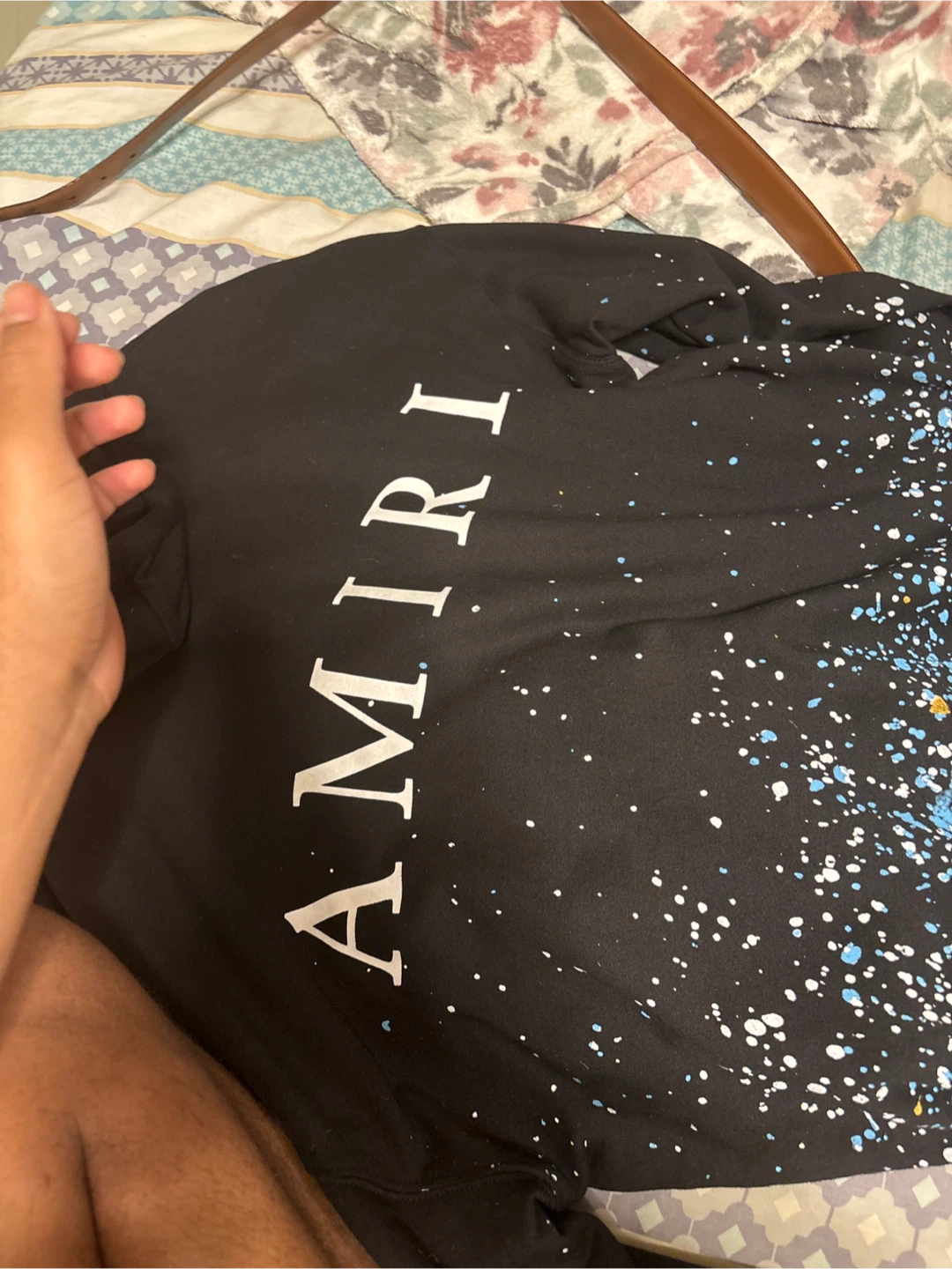 AMIRI Black Splatter Print Hoodie