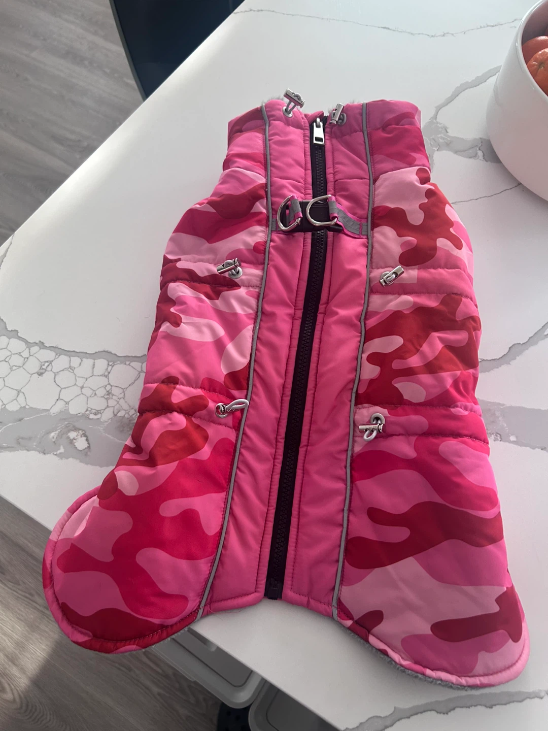 Pink Camo Dog Winter Jacket - Size M