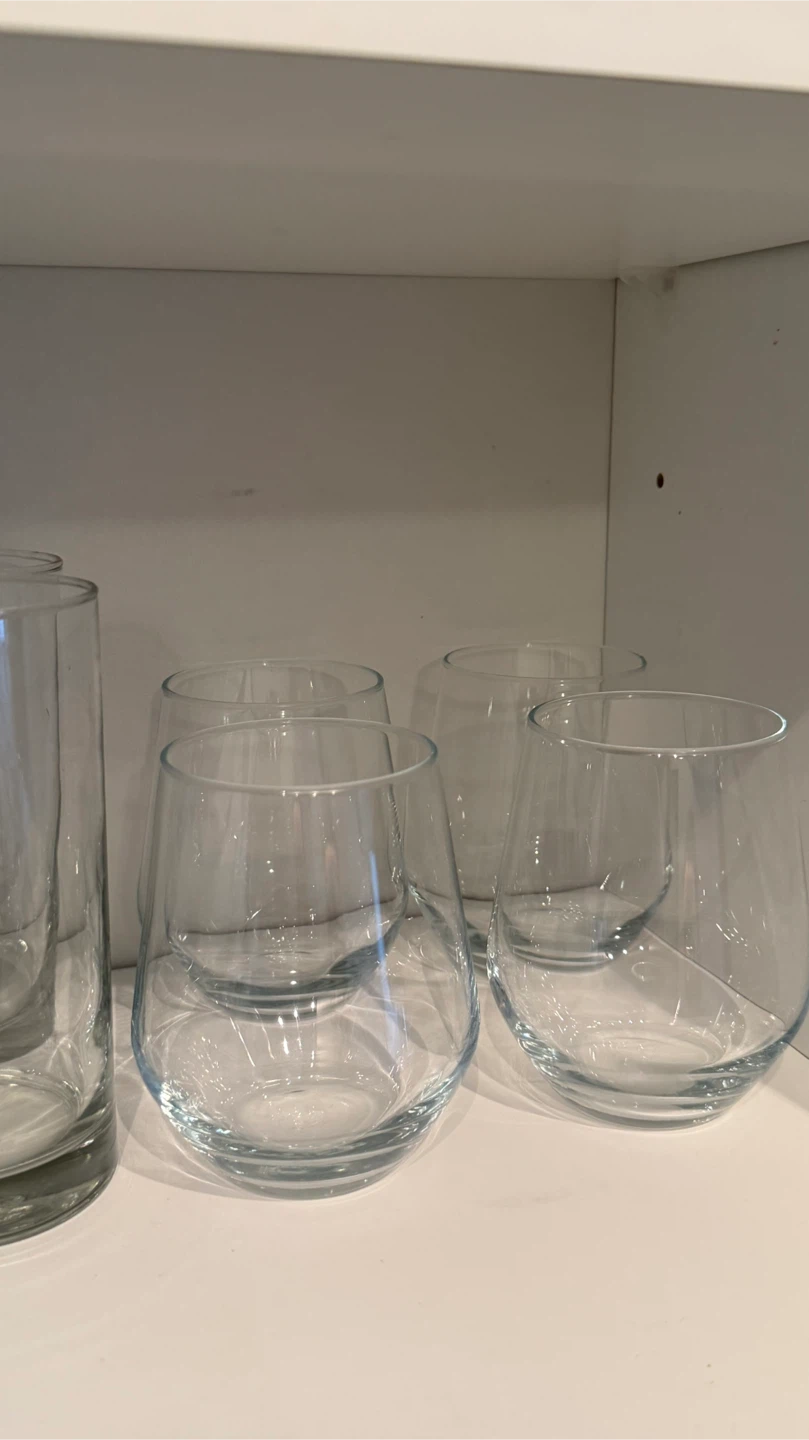 Set of 4 Clear Stemless Wine Glasses