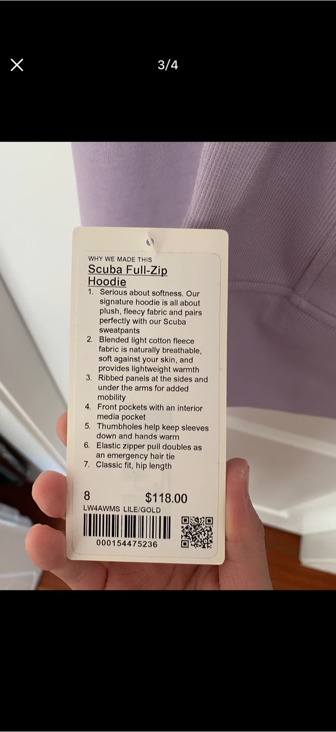 Lululemon Scuba Full-Zip Hoodie Lilac Ether/Gold Size 8 - photo 2