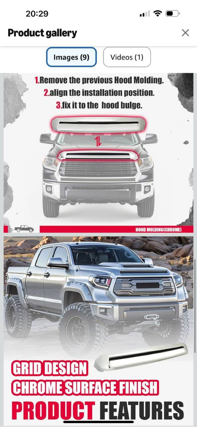Toyota Tundra Hood Scoop / Hood Bulge Molding 2014-2021 – Kojem - photo 5