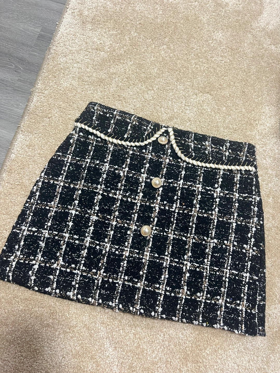 Zaful Black and White Tweed Mini Skirt - Size S - photo 2