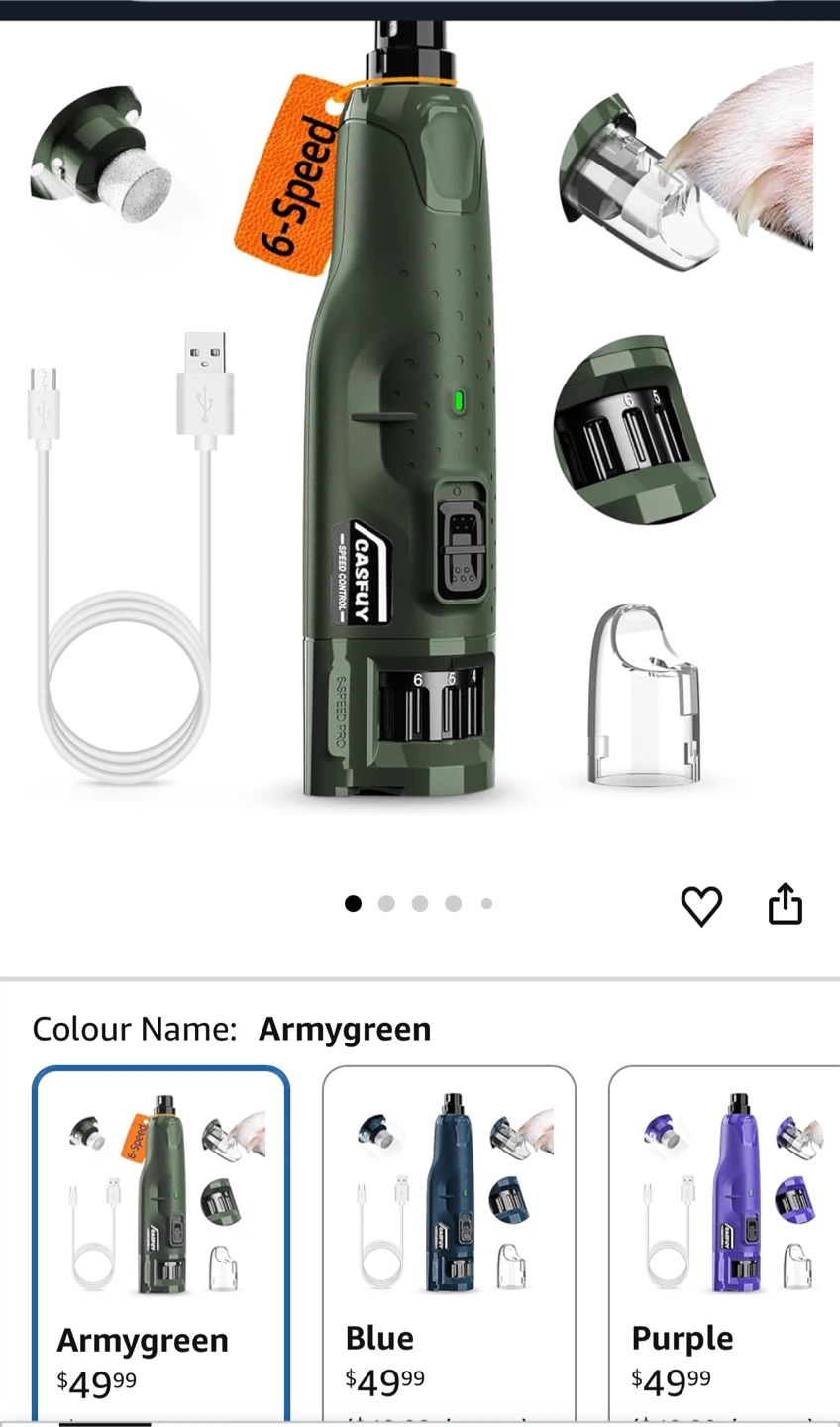 Casfuy Professional Pet Nail Grinder - Army Green - photo 3