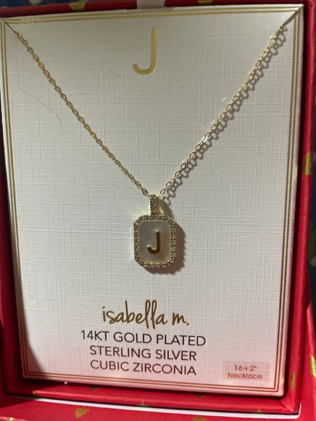 Isabella m. J Initial 14KT Gold Plated Sterling Silver Necklace