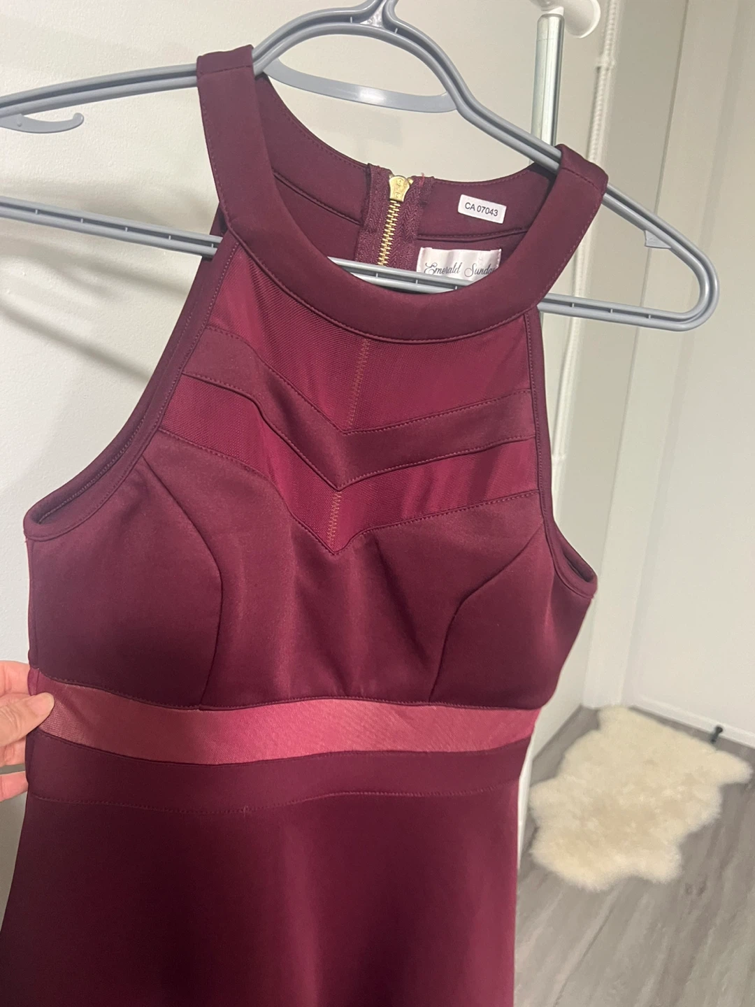 Burgundy Halter Neck Dress - Emerald Sundae