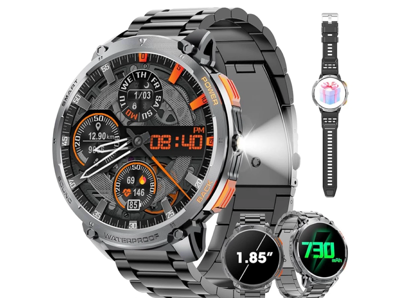Military Smartwatch with 1.85-inch HD Screen