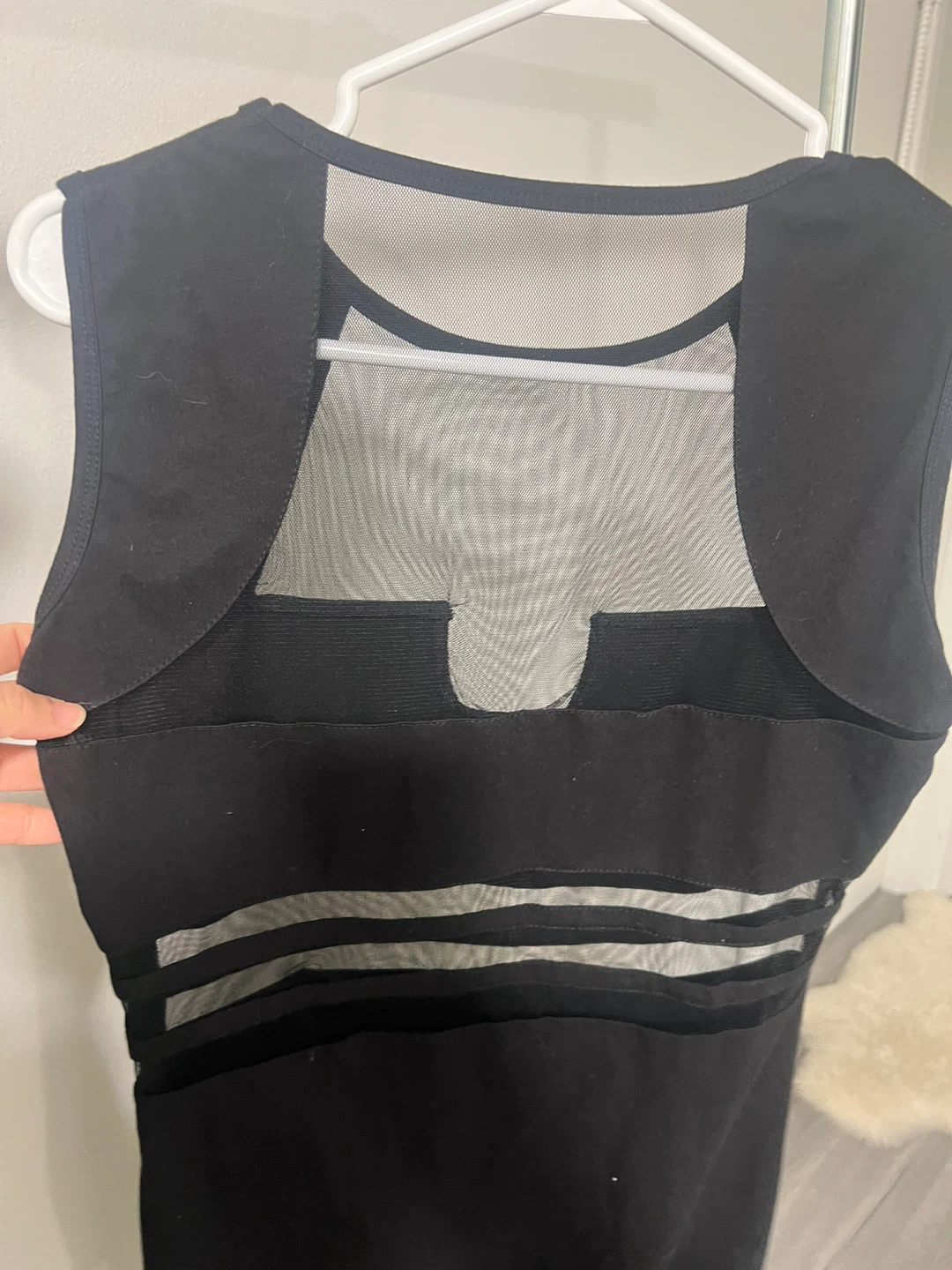 Black Sleeveless Dress with Mesh Accents - photo 2