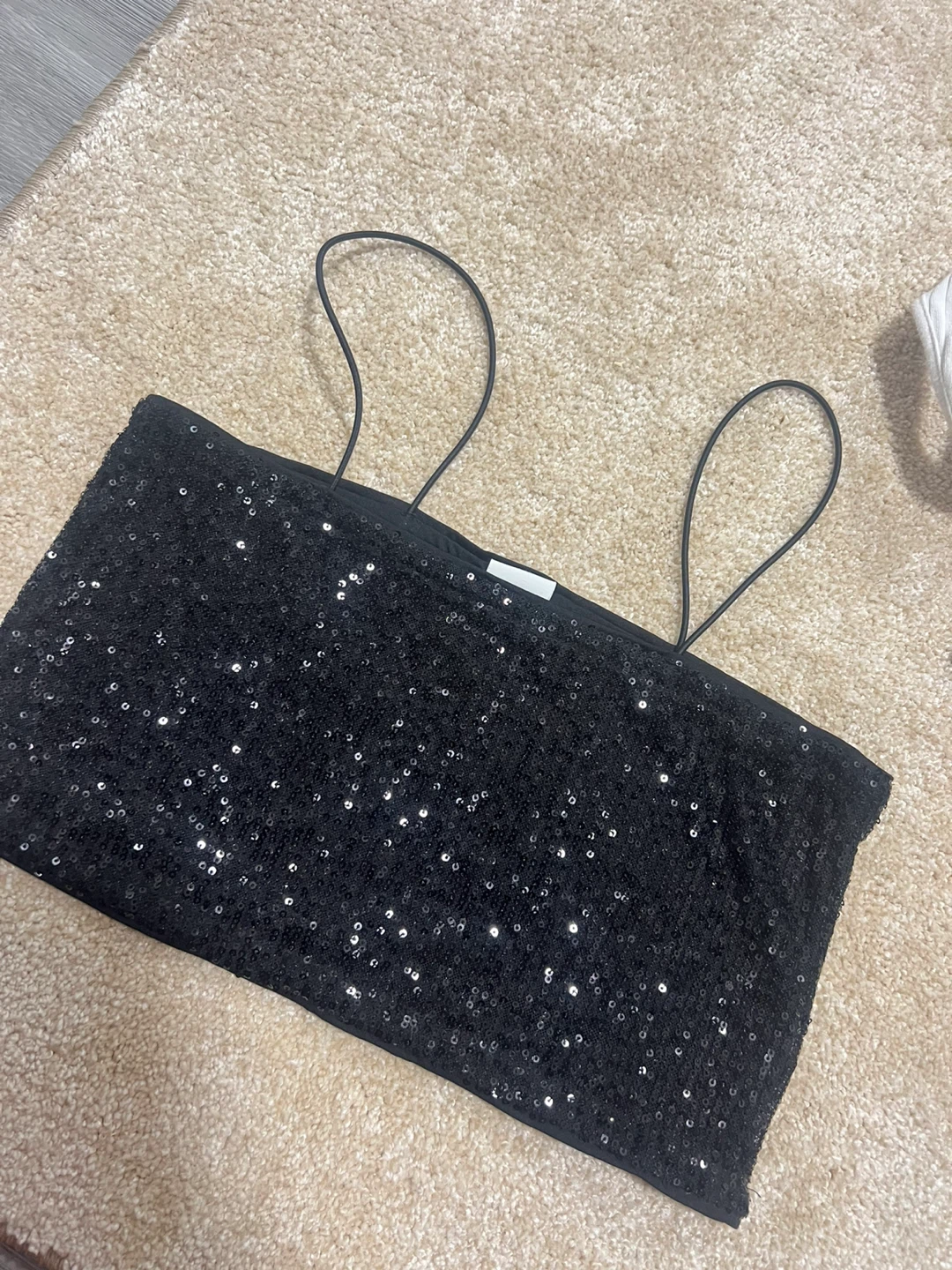 H&M Black Sequin Crop Top