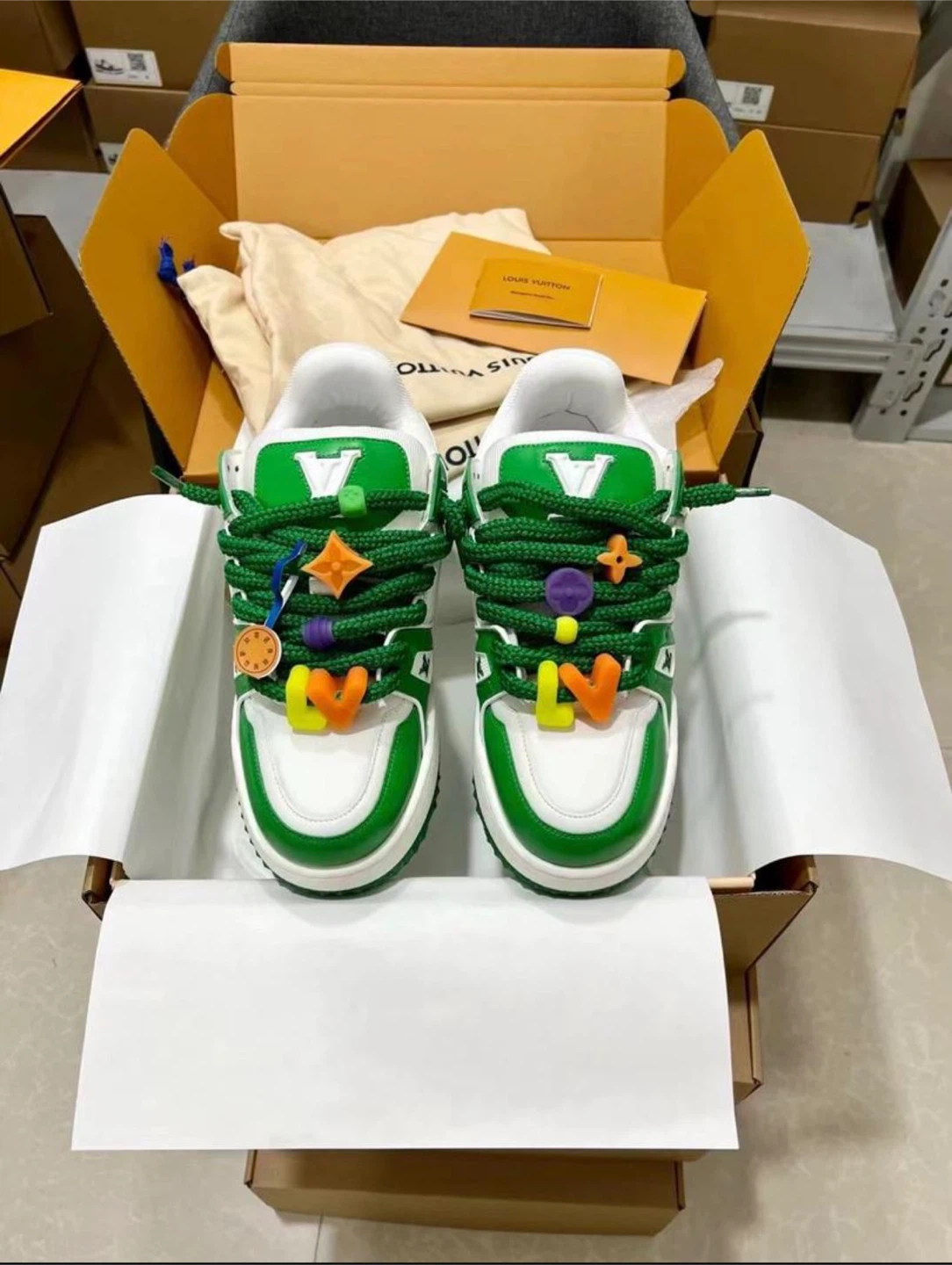 Louis Vuitton LV Trainer Sneakers - White/Green