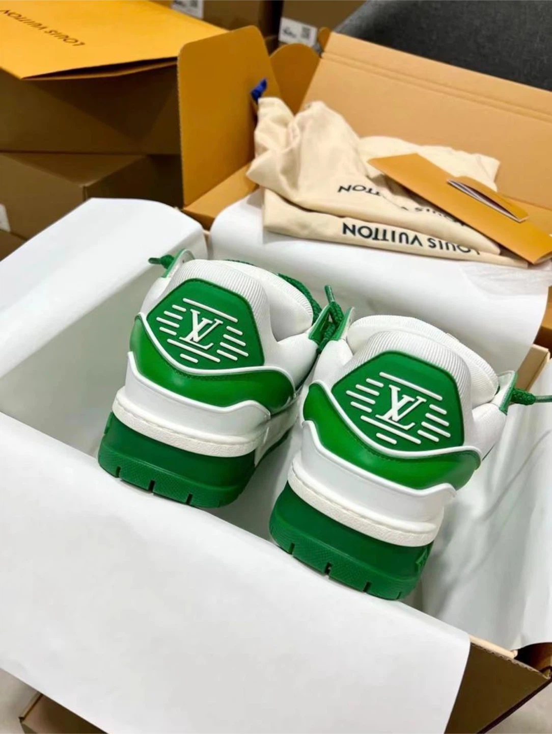 Louis Vuitton LV Trainer Sneakers - White/Green - photo 5