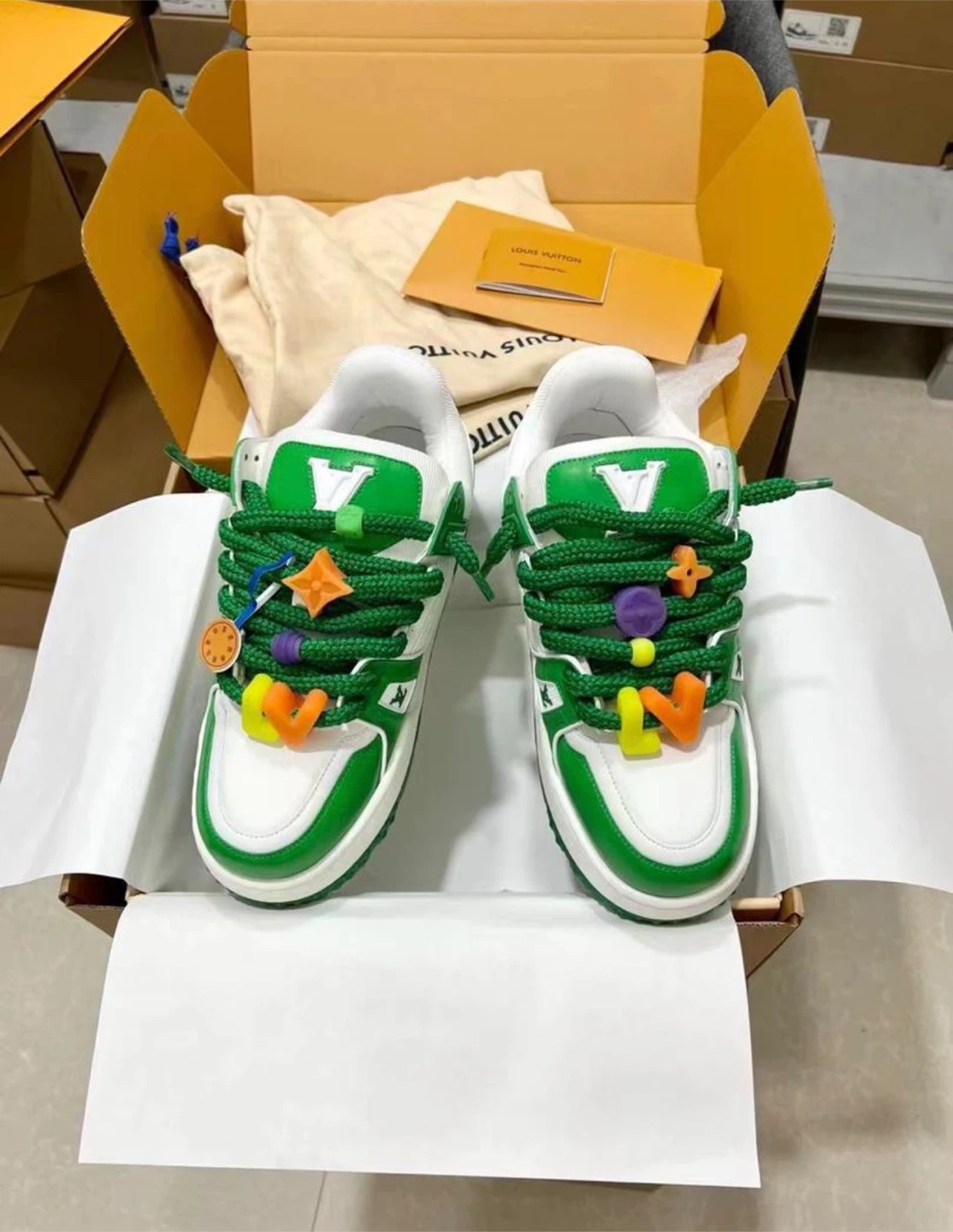 Louis Vuitton LV Trainer Sneakers - White/Green - photo 3