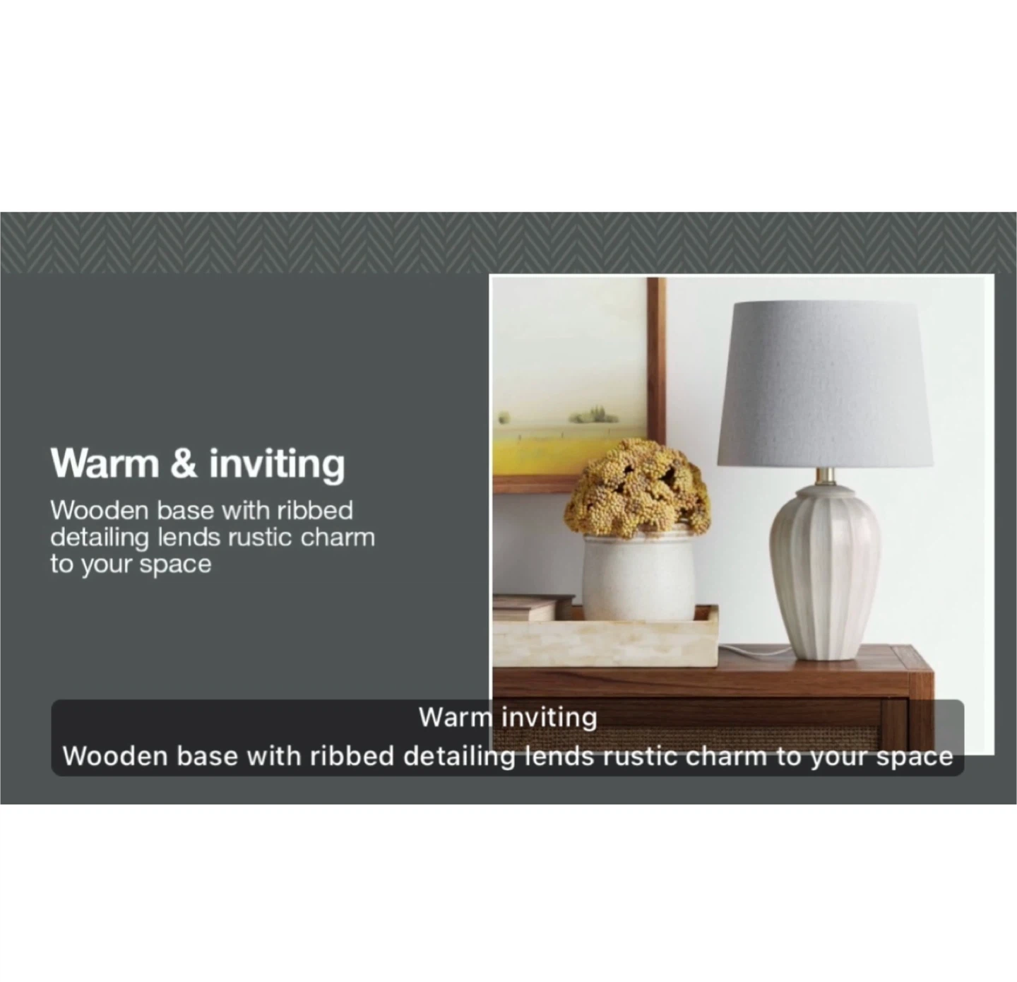 Brand new Threshold Small Ribber Wood Lamp Base - Gray - photo 5