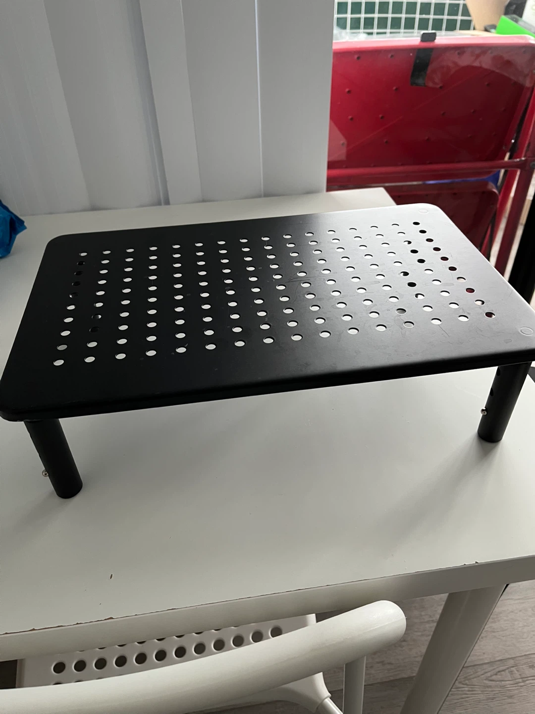 Black Metal Monitor Stand Riser -  Height Adjustable