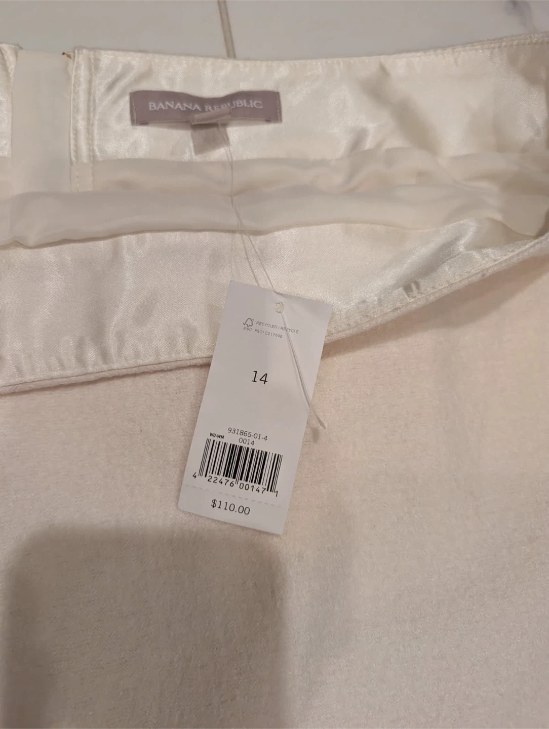 New Banana Republic Women's Cream Wool Blend Mini Skirt Size 14 - photo 2