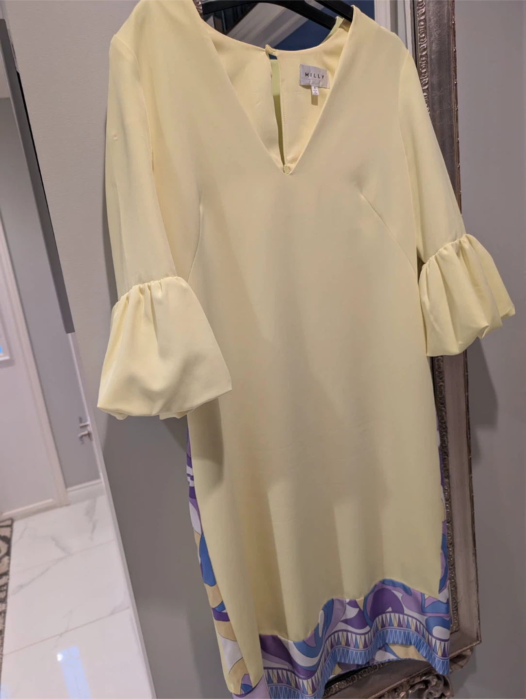 Milly Yellow Dress with Patterned Inserts - Size 8 - photo 4