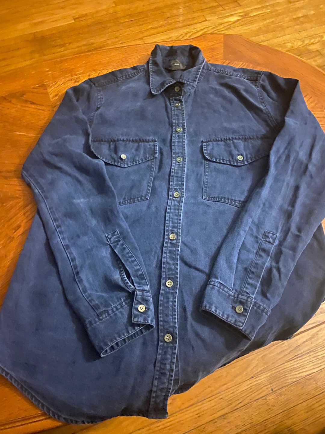 Dark Wash Denim Button-Up Shirt