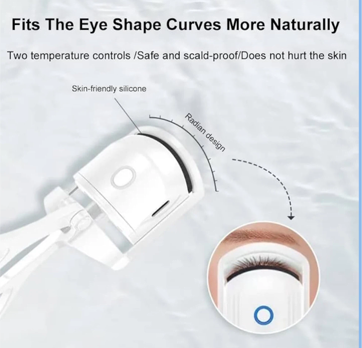 White Electric Eyelash Curler with USB Charging Cable - photo 5