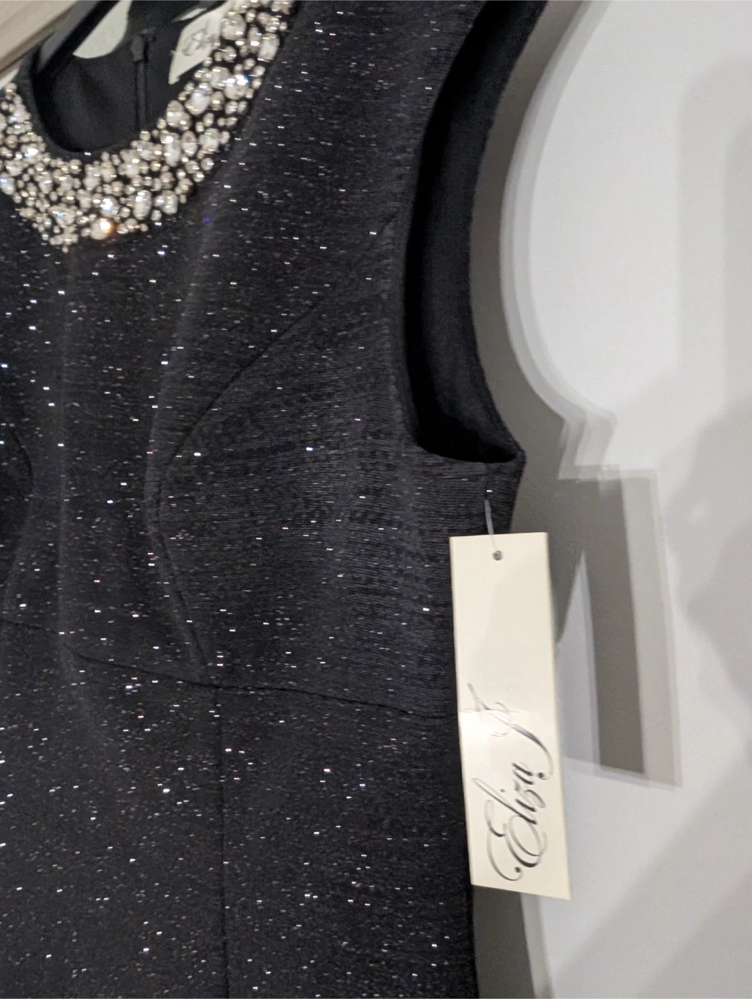New Eliza J Black Embellished Neckline Sparkle Dress Size 10 - photo 3