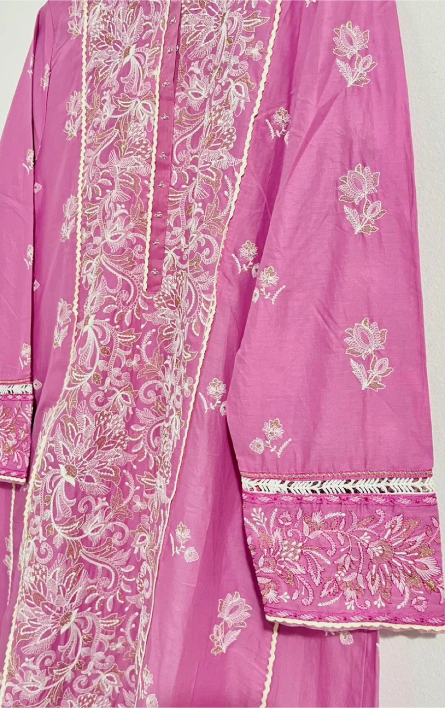 Pink Embroidered Kurti with Dupatta Set - photo 2