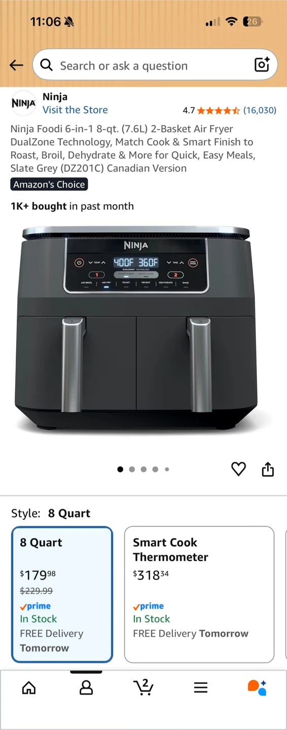 Ninja Foodi 6-in-1 8-qt. DualZone Air Fryer - photo 2