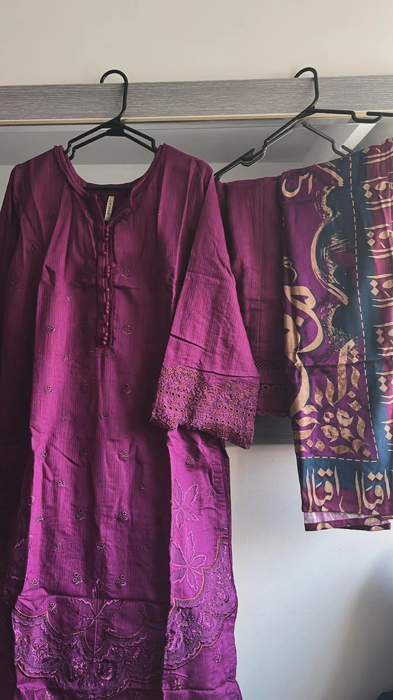 Women's 3-Piece Purple Lawn Suit with Dupatta - photo 2