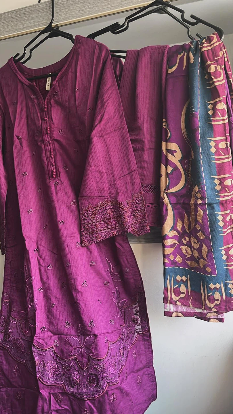 Women's 3-Piece Purple Lawn Suit with Dupatta