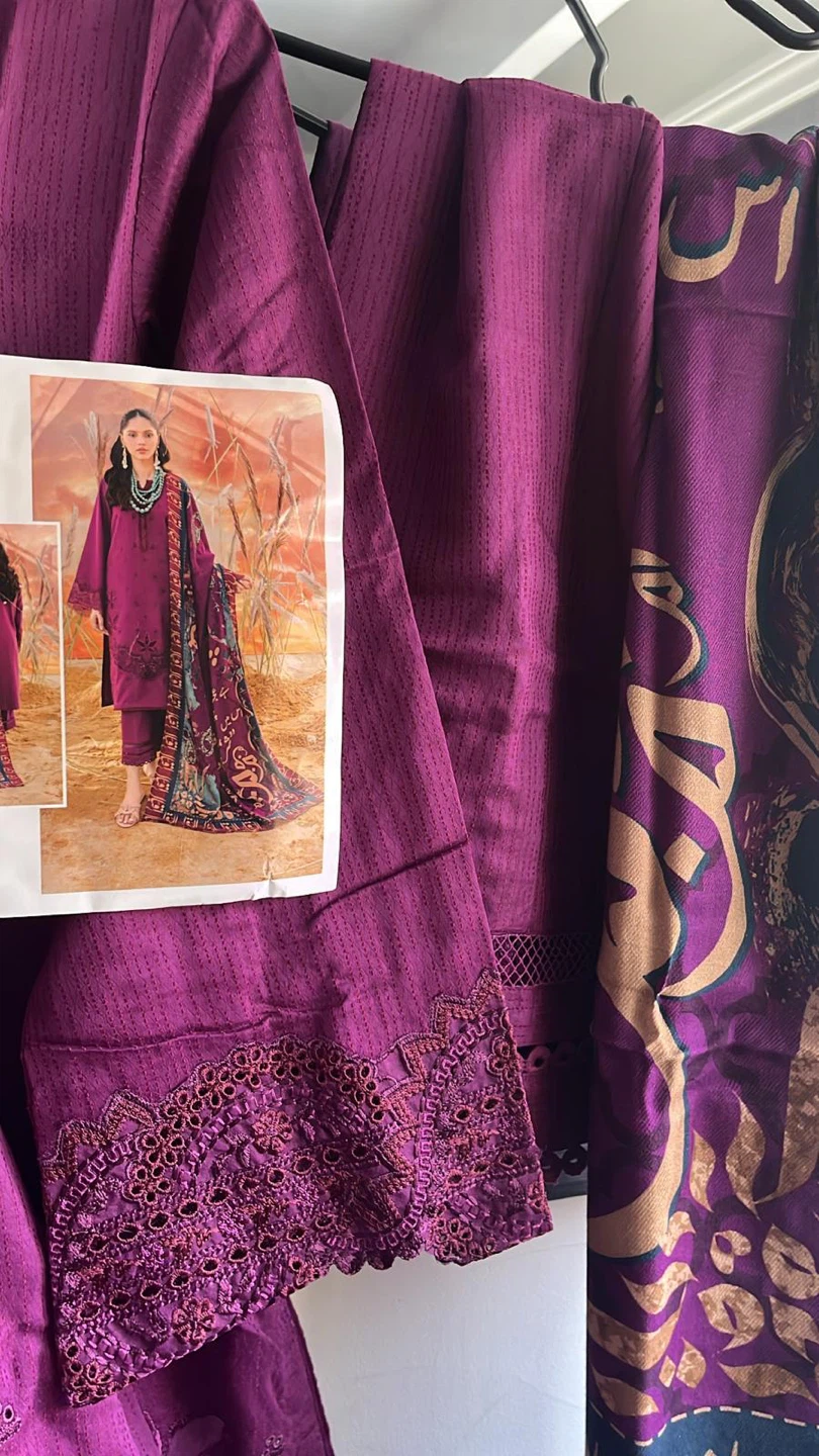 Women's 3-Piece Purple Lawn Suit with Dupatta - photo 3