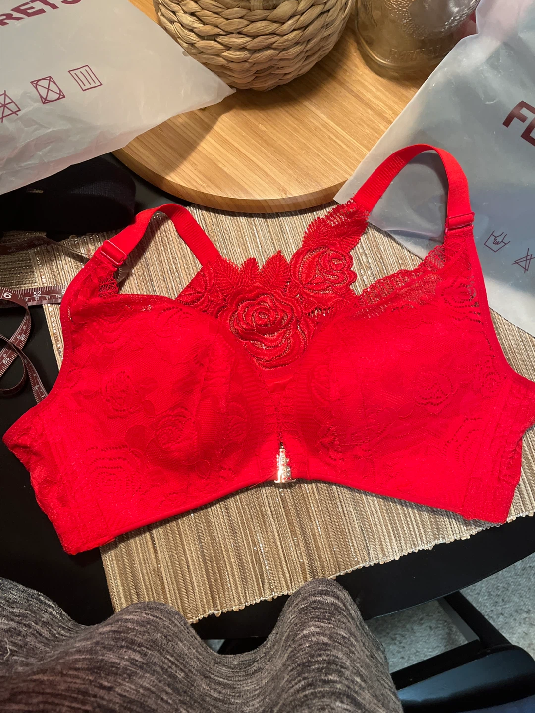 3 Red Lace Floral Bra and 1 black - photo 2