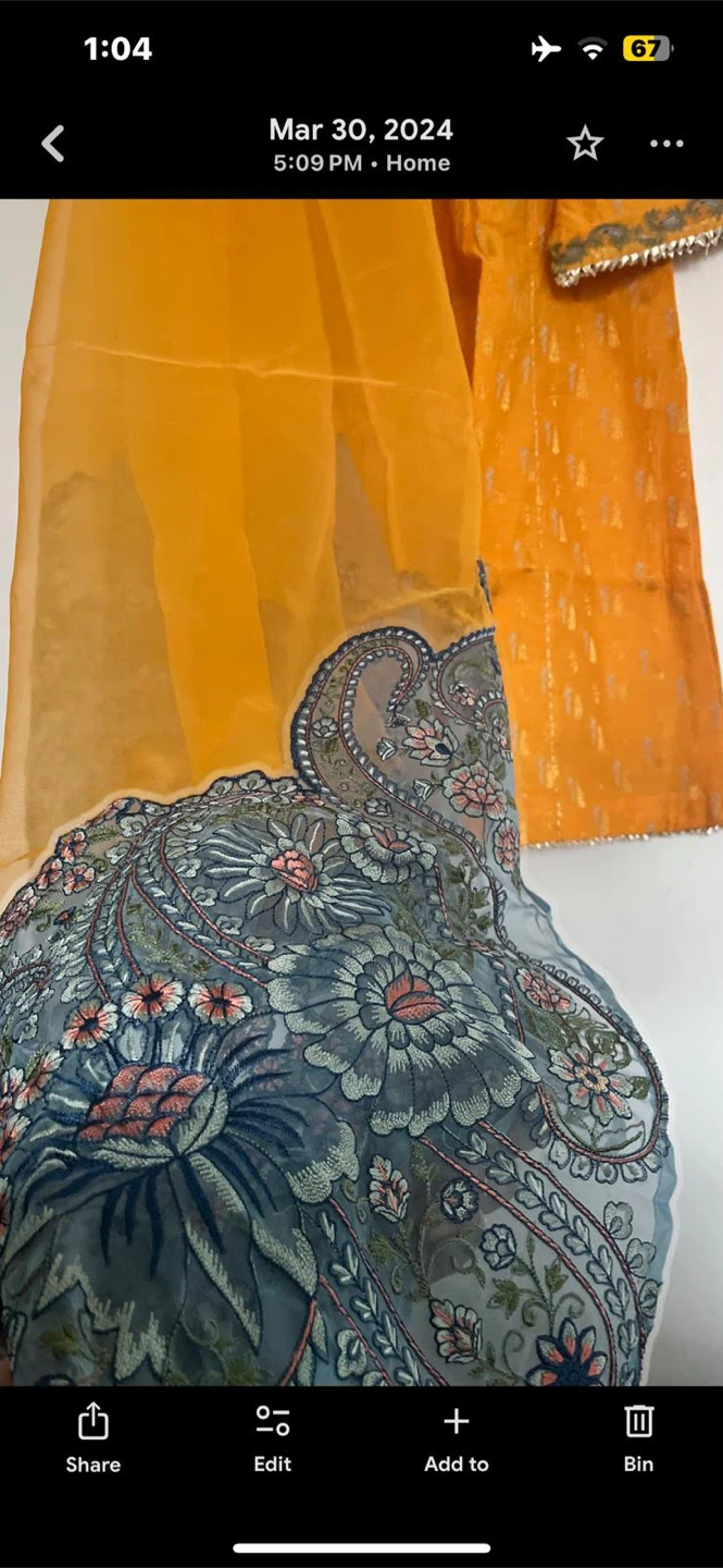Women's Orange Embroidered Kurti with Dupatta - photo 2