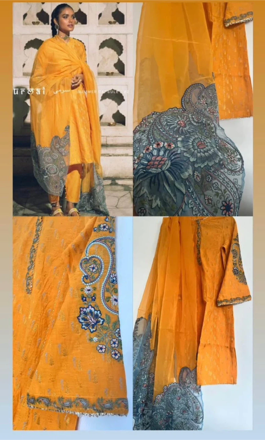 Women's Orange Embroidered Kurti with Dupatta - photo 4