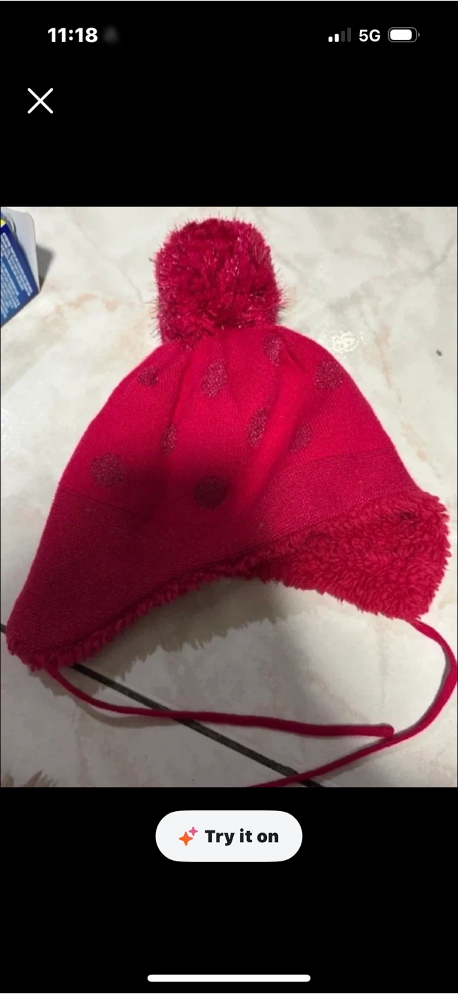 Red Hat with Pom Pom and Polka Dots