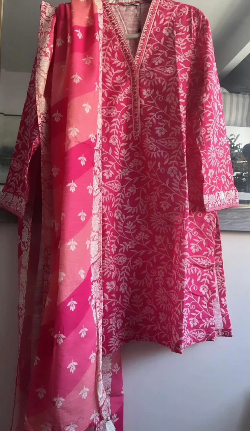 Embroidered Kurti with Dupatta Set