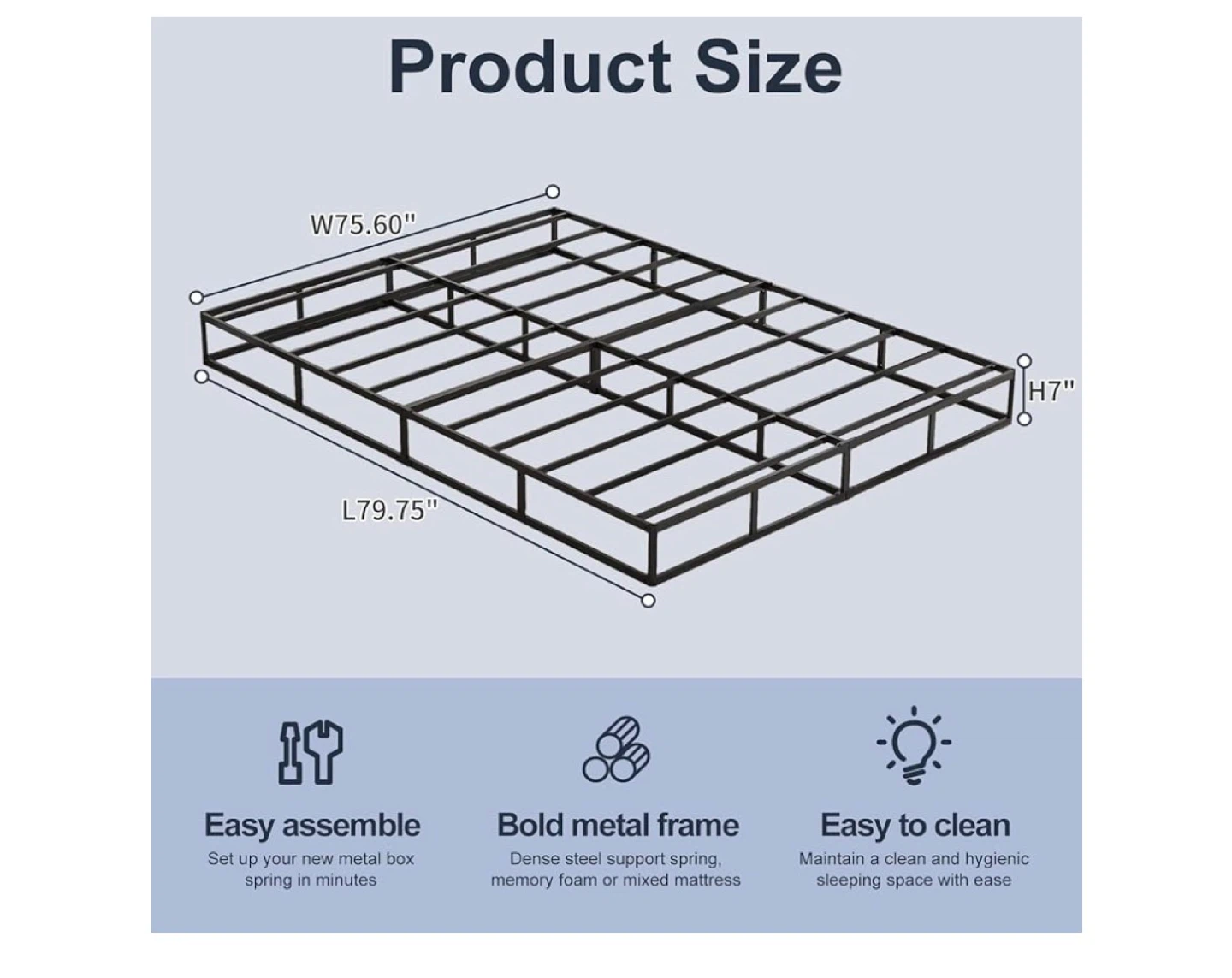 7 inches King Size Metal Bed Frame - photo 2