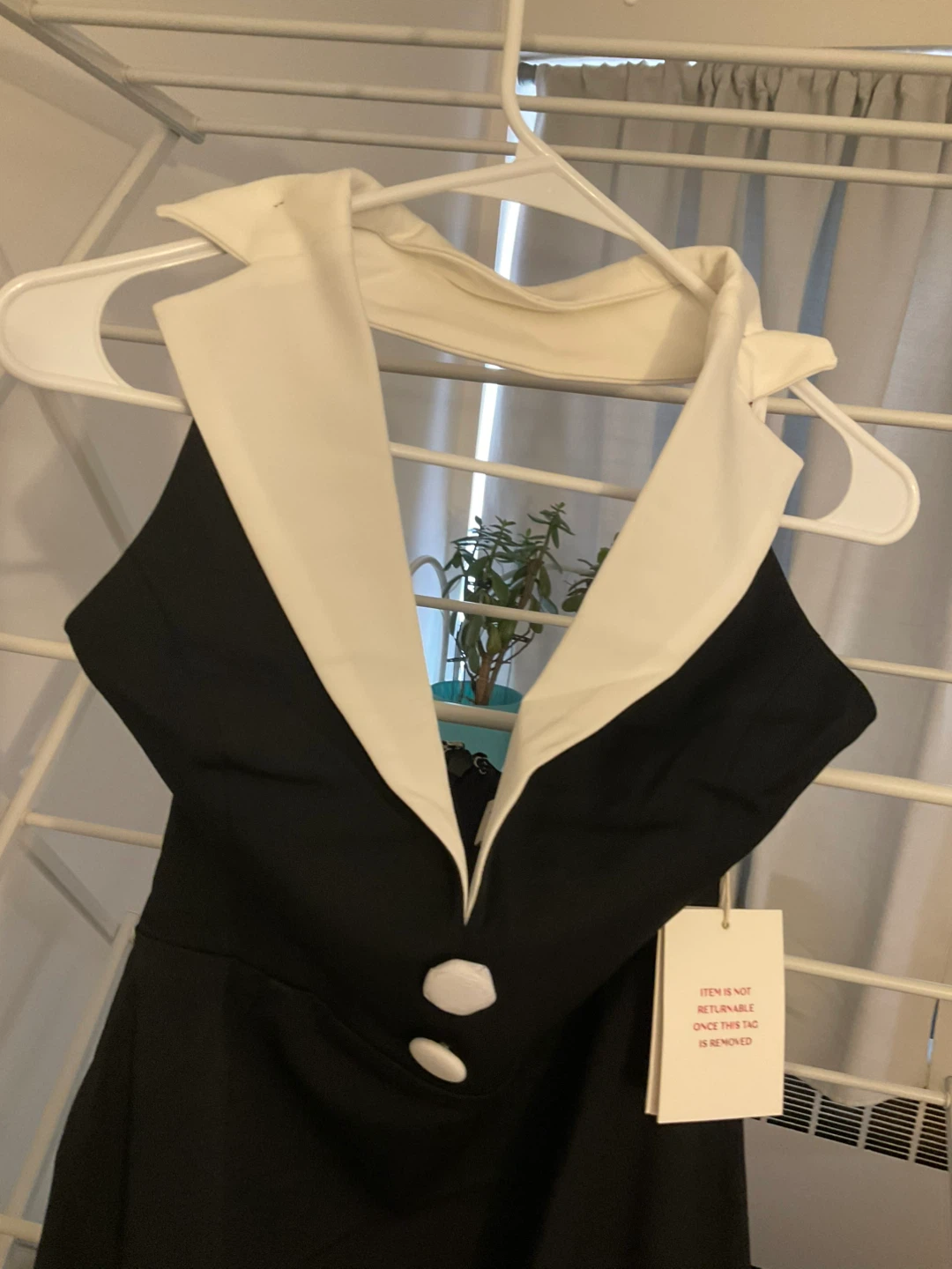 Black Maxi Dress with White Collar and Black Cor - photo 2
