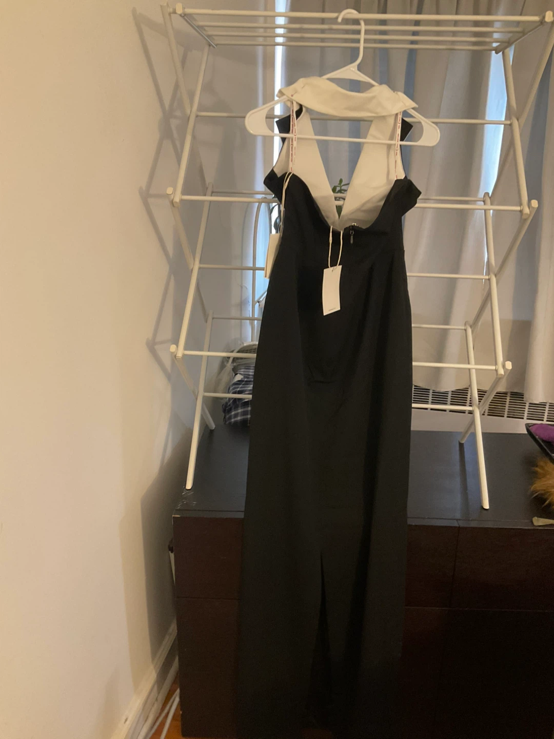Black Maxi Dress with White Collar and Black Cor - photo 4