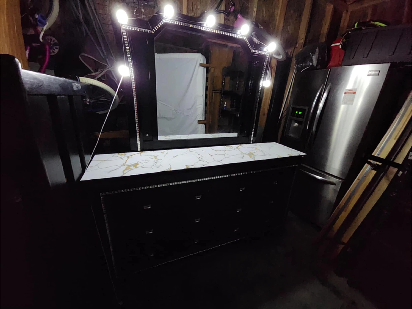 Black Dresser with Hollywood Mirror and Lights - photo 3
