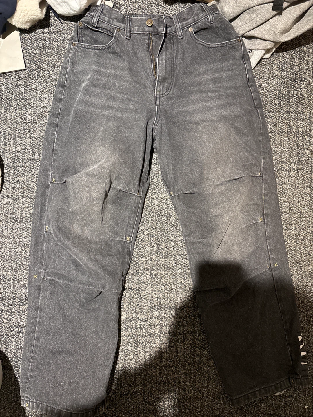 Baggy Black Wash Denim Jeans with Skeleton Bone Detail - photo 2
