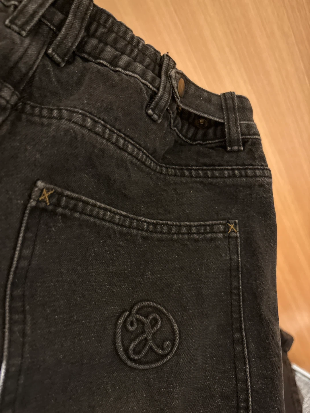 Baggy Black Wash Denim Jeans with Skeleton Bone Detail - photo 4