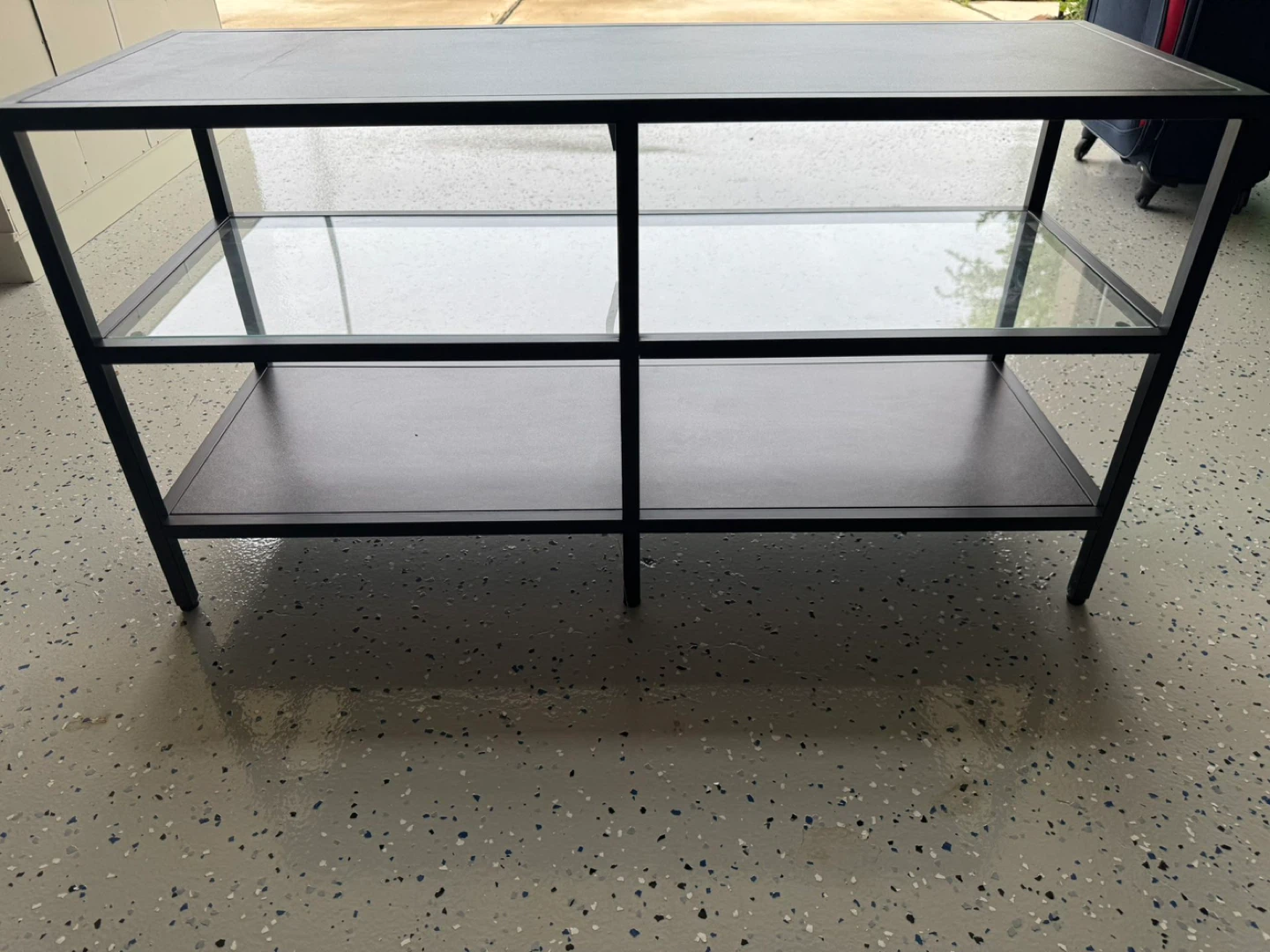 Ikea Black TV Stand with Glass Shelves - photo 5