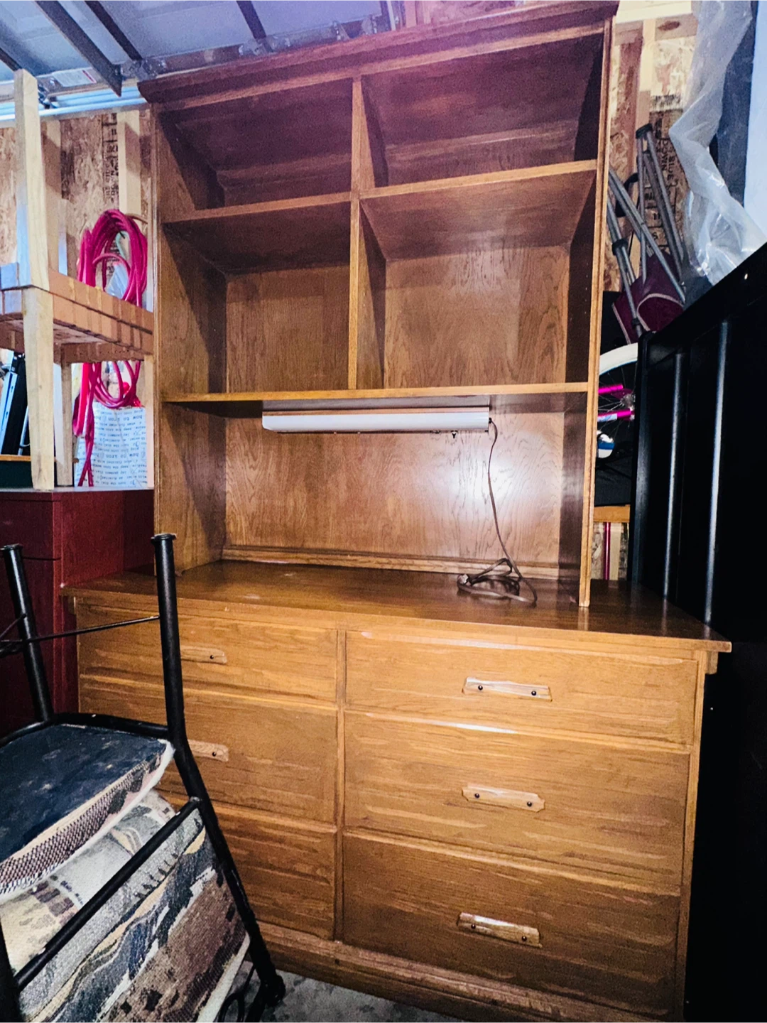 Wooden Dresser with Hutch and Lights - photo 3