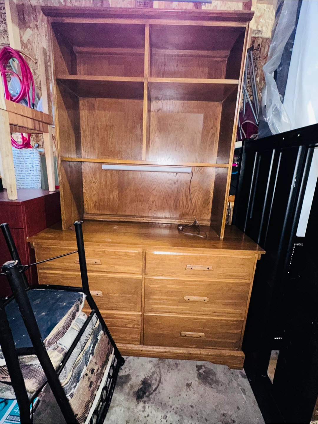 Wooden Dresser with Hutch and Lights - photo 2
