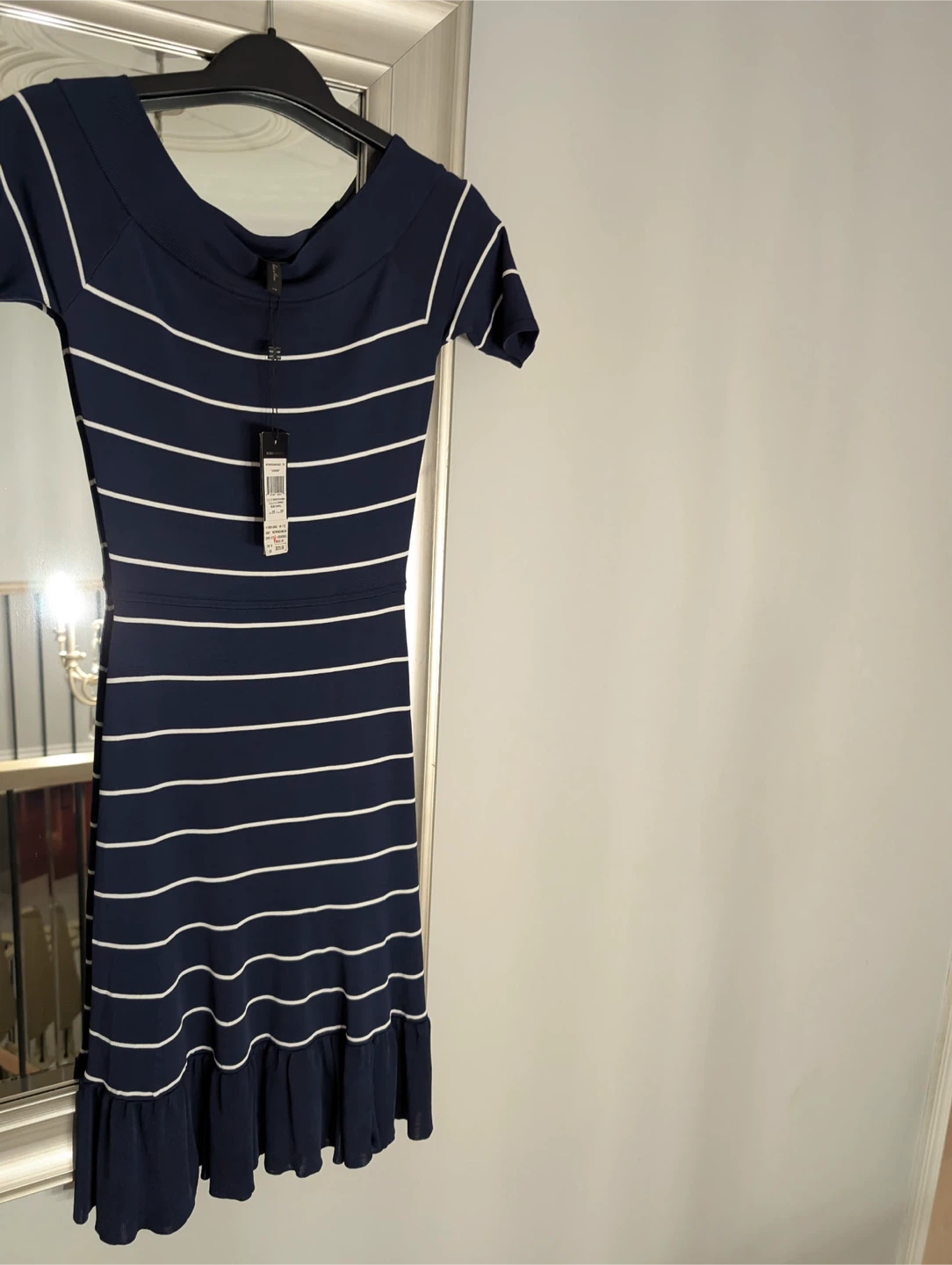 New BCBGMAXAZRIA "Agnes" Navy Blue Striped Dress Size XS