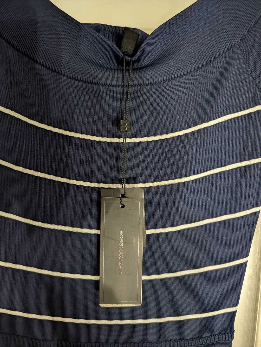 New BCBGMAXAZRIA "Agnes" Navy Blue Striped Dress Size XS - photo 2