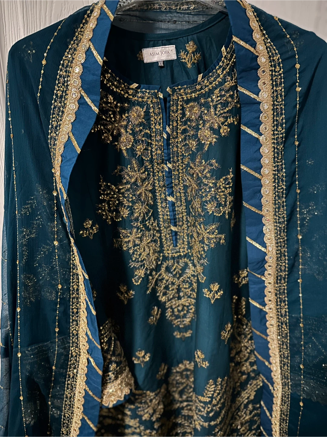 Asim Jofa Teal Embroidered Eid dress - XXL - photo 4