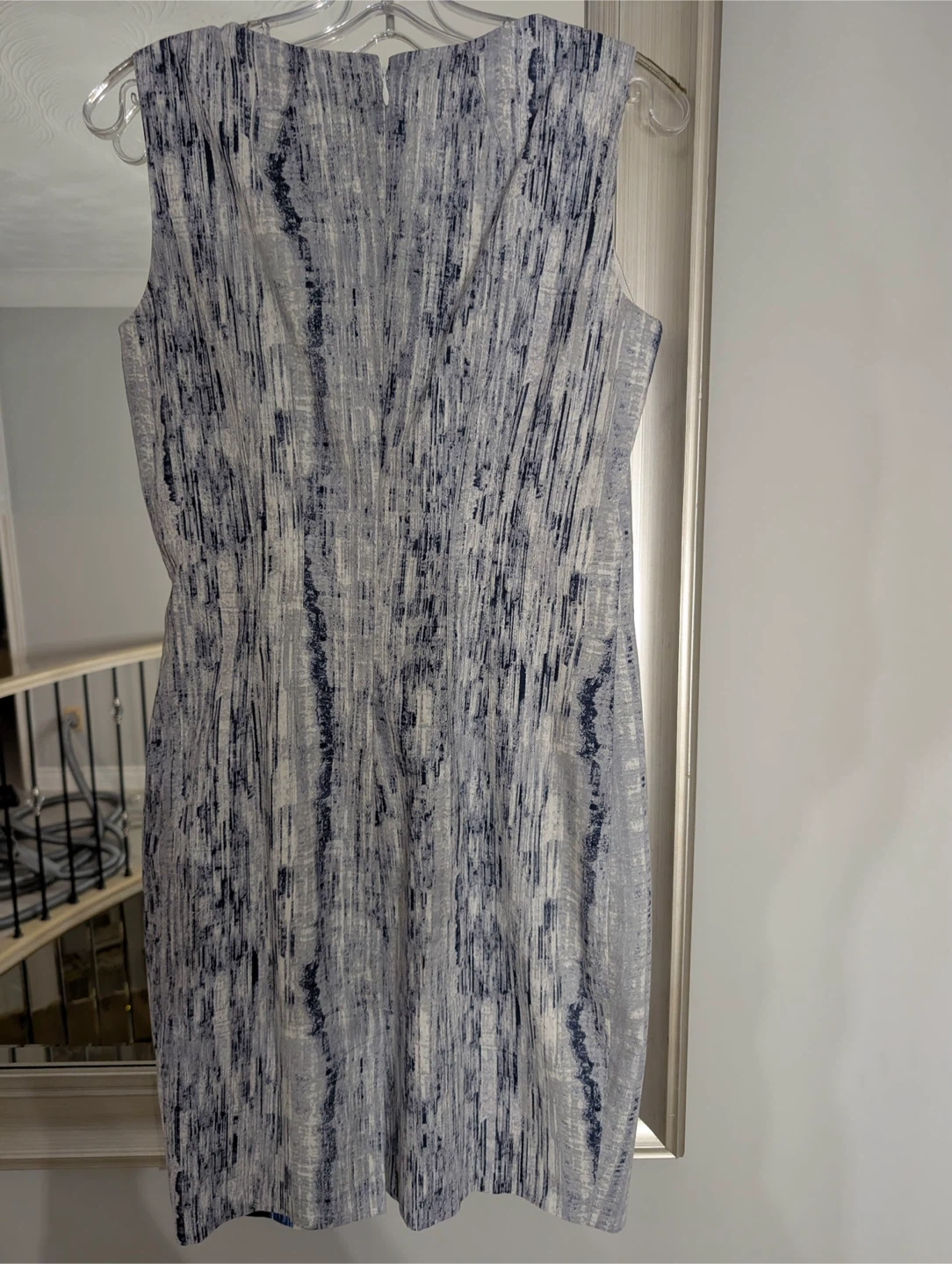 New Tahari Kristen Dress Size 6 Blue/Grey Print Sleeveless - photo 2