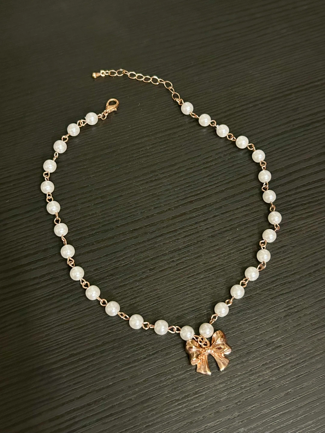 Pearl Choker with Bow Charm & Flower Necklace - photo 2