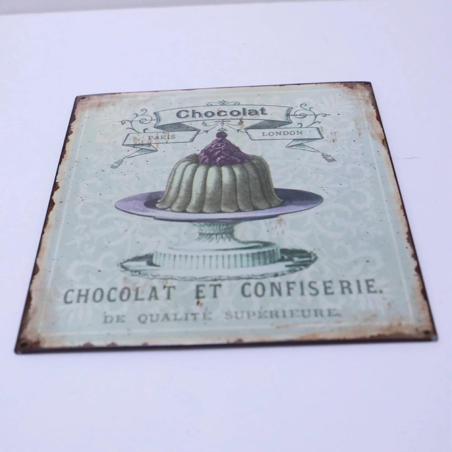 Set of 2 metal plaques Home Wall Decor French Dessert Retro - photo 3